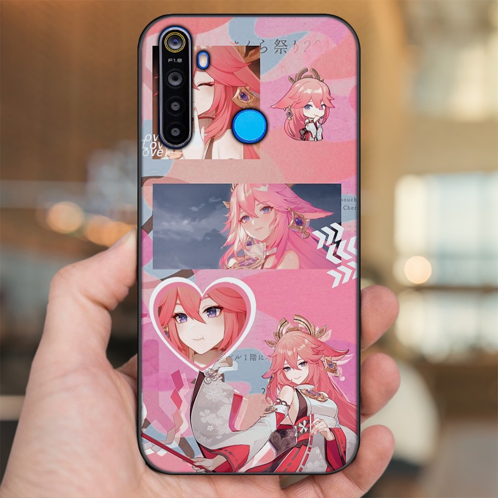 Ốp lưng Realme 5, 5 Pro viền đen in hình Yae Miko Genshin Impact