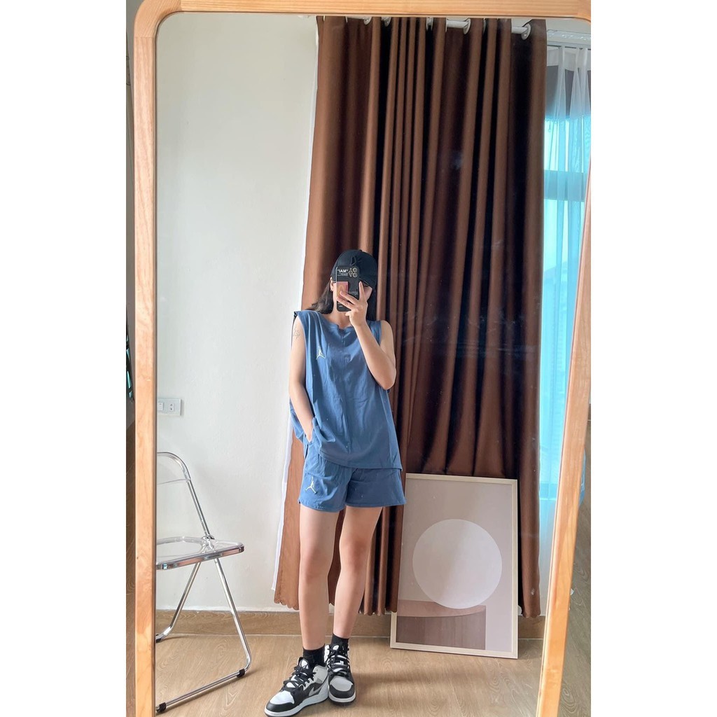 Set Đồ Nữ,Sét Bộ Nữ Áo thun Sát Nách Mix Quần Short Đùi In Logo  From Rộng Hàng Qc Loail 1 | BigBuy360 - bigbuy360.vn