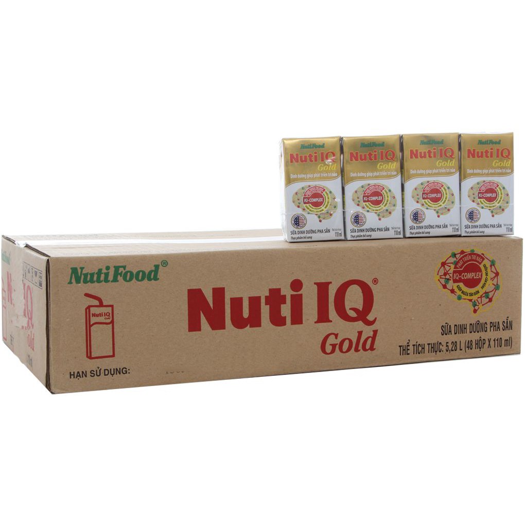 Sữa Bột Pha Sẵn Nuti IQ Gold Lốc 180ml (Thùng × 48 Hộp)