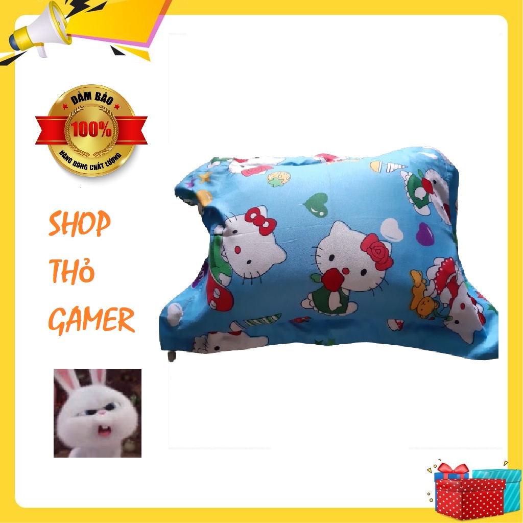 2 cái Vỏ gối áo gối bao gối ngủ vải KT hình Hello Kitty, Doraemon đáng yêu
