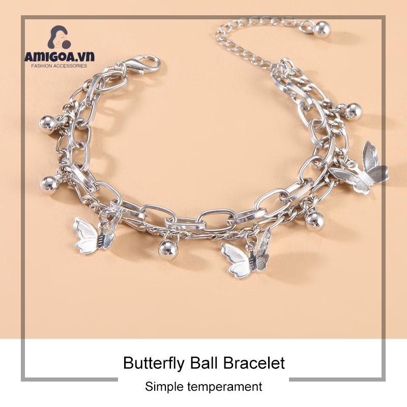 ✨✨Vòng Tay Hai Lớp Tua Rua Mặt Hình Bướm Đơn Giản Thời Trang