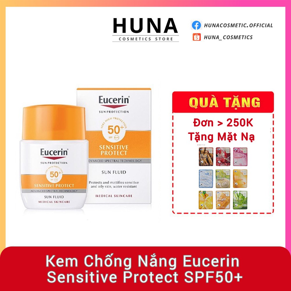 ( AUTH- PHÁP) Kem Chống Nắng Eucerin Sensitive Protect SPF50+ Tặng Kèm Kem Dưỡng Ban Đêm Eucerin 20ml