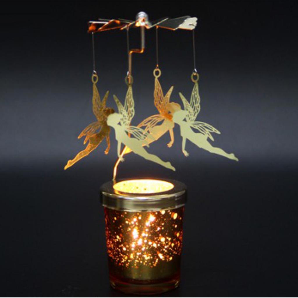 Auto Rotating Spining Tea Light Votive Candle Holder Home Decoration -Star