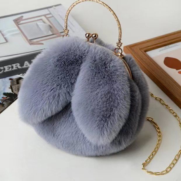 Túi Đeo Chéo Lông Giả Tai Thỏ Thời Trang Mới Cho Nữ