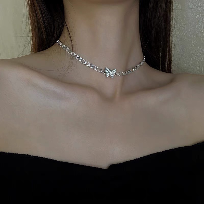 Vòng cổ nữ Choker xích Butterfly hàng Quảng Châu chất đẹp