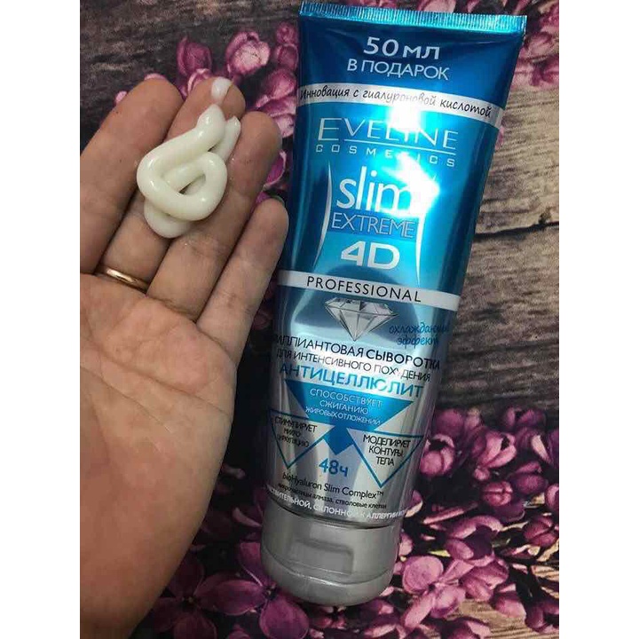 kem tan mỡ Eveline Slim Extreme 4D Nga giảm mỡ bụng rạn da hiệu quả săn chắc da giảm mỡ an toàn tặng kèm máy massa