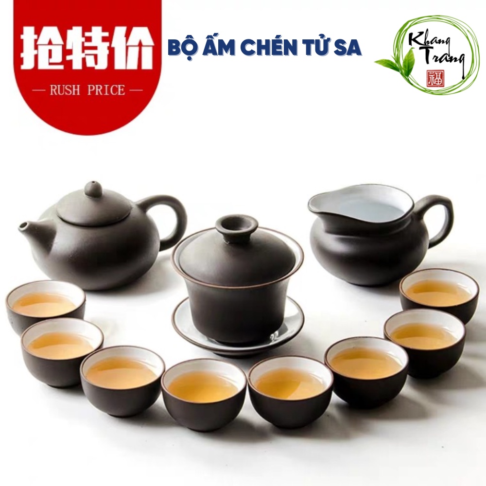 Bộ ấm chén Tử Sa ⚡ CAM KẾT CHẤT LƯỢNG ⚡ Bao gồm: 01 ấm tử sa ( 200ml), 08 chén 35ml, 01 Tống truyền (170ml), 01 ấm đơn