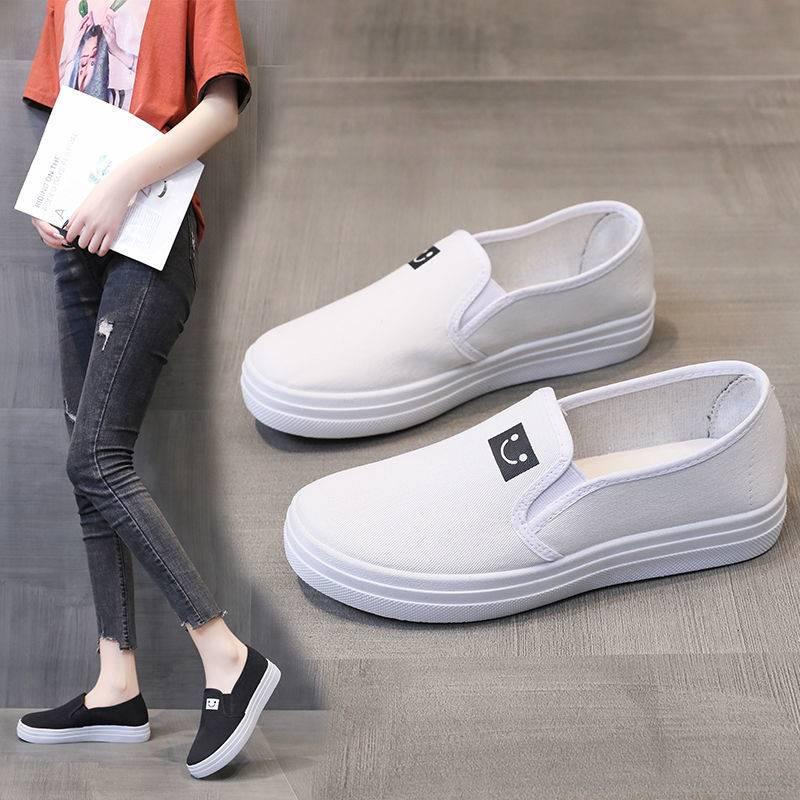 Giày Lười Vải canvas Đế Dày Phong Cách Hàn Quốc Thời Trang Xuân Thu Mới Cho Nữ