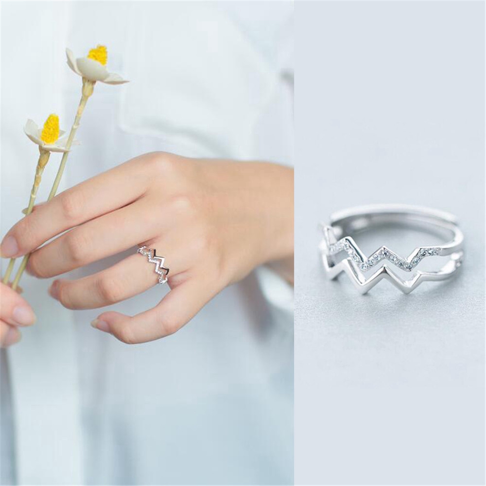 Nhẫn đeo tay kim loại đính đá phong cách Hàn Quốc cho nữ