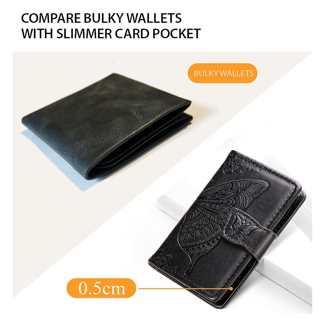 MIHAN1 Ví Da Gập 4 Ngăn Đựng Thẻ Điện Thoại