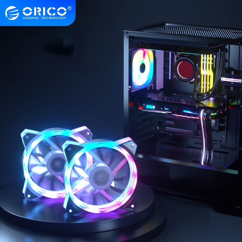 Quạt làm mát ORICO RGB 120mm có đèn LED điều chỉnh được có nhiều loại tùy chọn cho máy tính chơi game CSF-6LD