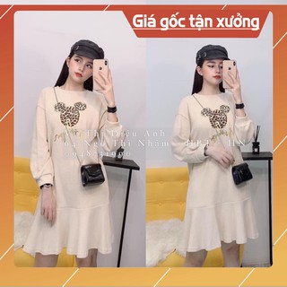 Váy xuông bo tay đuôi cá bầu bí mặc được v01402