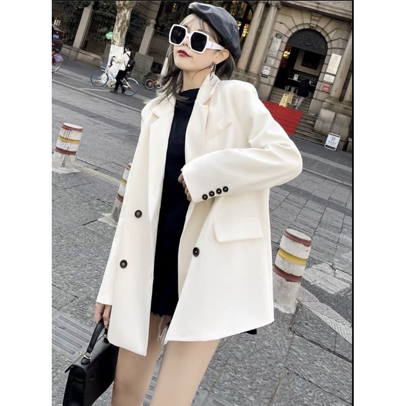 Áo khoác Blazer 4 nút 2 màu đen,trắng