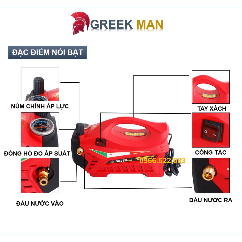 Máy Rửa Xe  Máy rửa Xe GreekMan 3200W  BẢO HÀNH 24 THÁNG