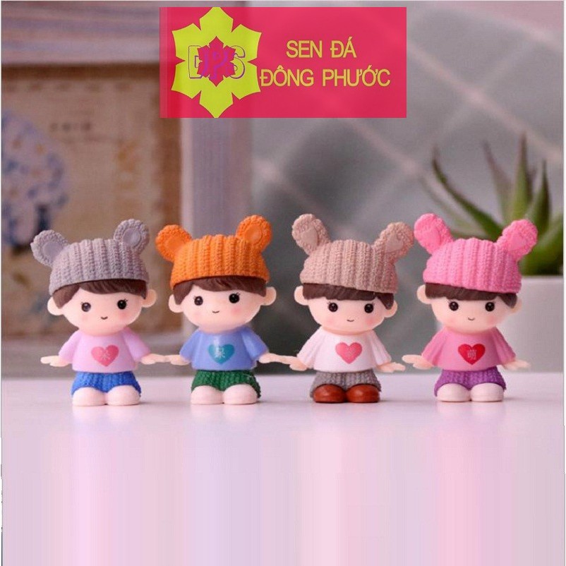 (Hot) Cô cậu bé đội nón len, tai thỏ các màu - Phụ kiện trồng tiểu cảnh sen đá xương rồng