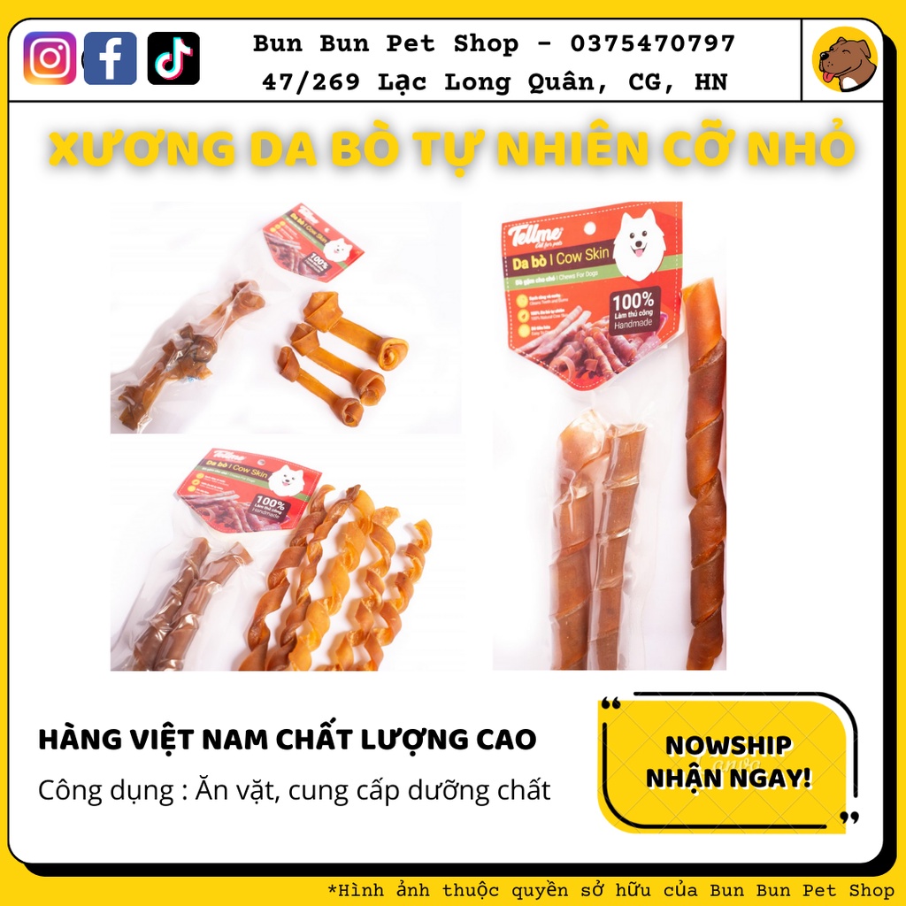 Xương da bò Tellme cỡ nhỏ cho chó