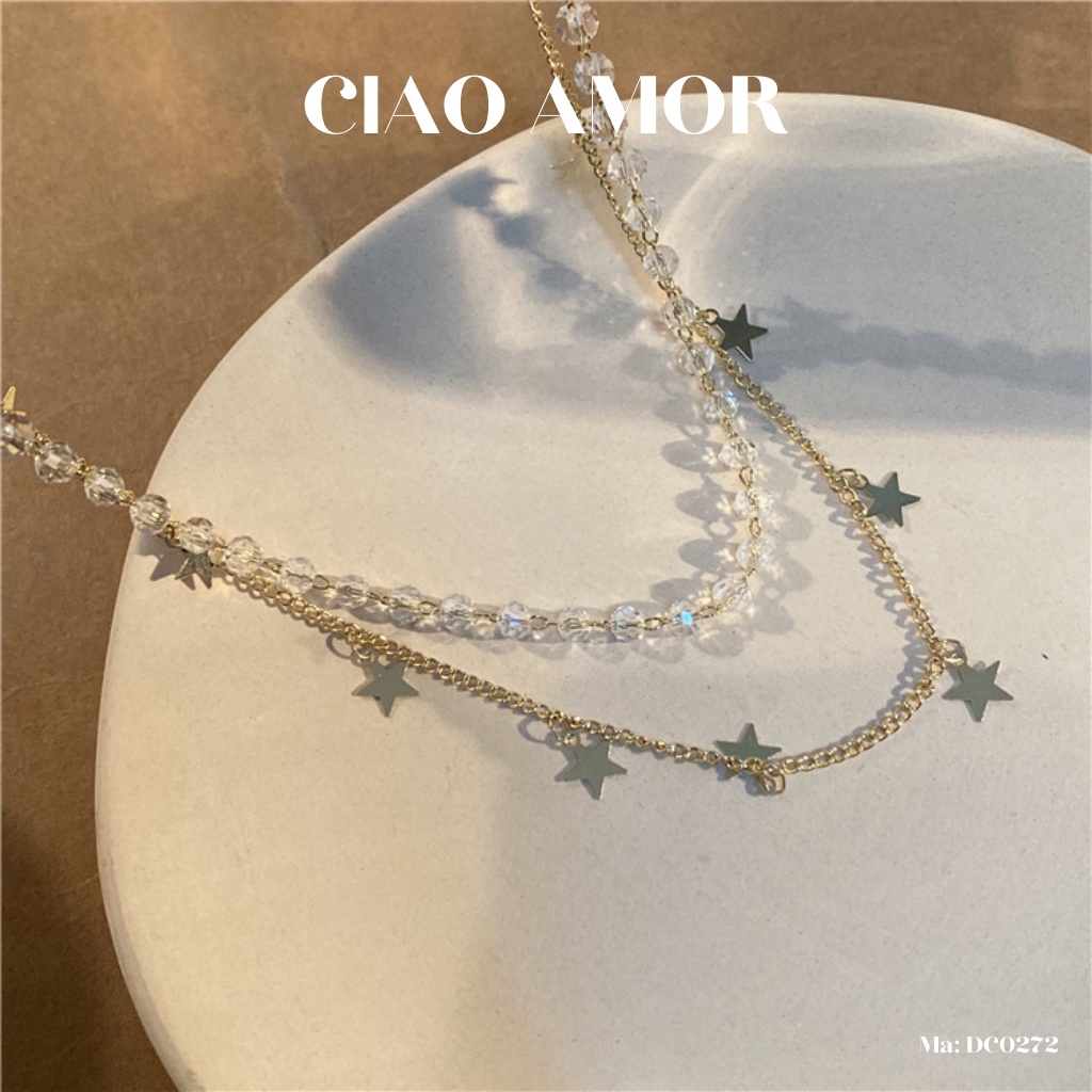 Dây chuyền nữ, Vòng cổ nữ 2 dây lấp lánh ngôi sao dự tiệc Trang sức Ciao Amor - DC0272