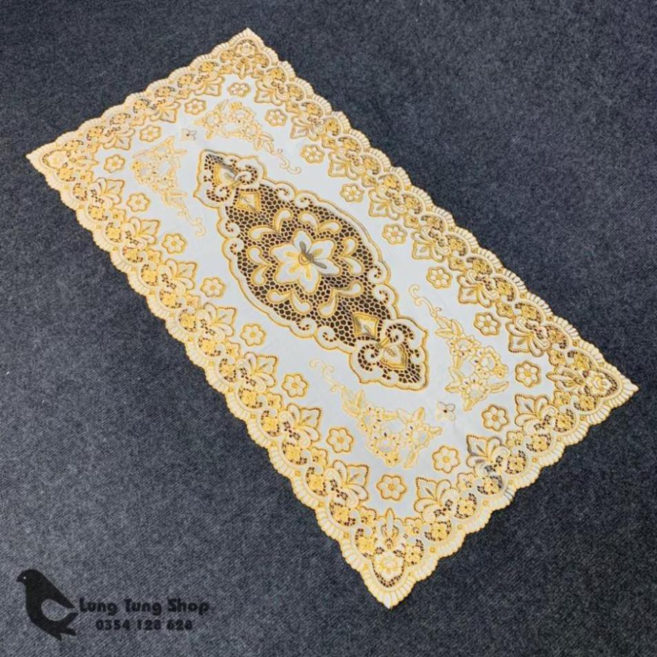 Tấm khăn trải bàn bằng nhựa họa tiết ren nổi không thấm nước