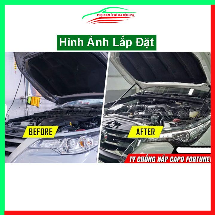 Bộ ty thủy lực ben hơi chống nắp capo Fortuner 2017-2022 tự động kèm phụ kiện lắp