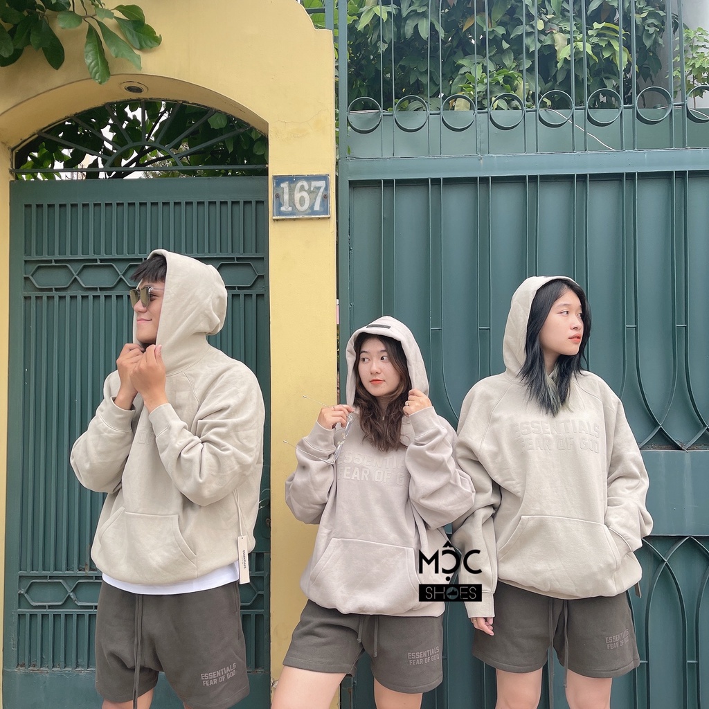 [CHÍNH HÃNG] Áo khoác Hoodie tay dài Fear Of God Essensial màu Xanh Khói Smoke Green SS22