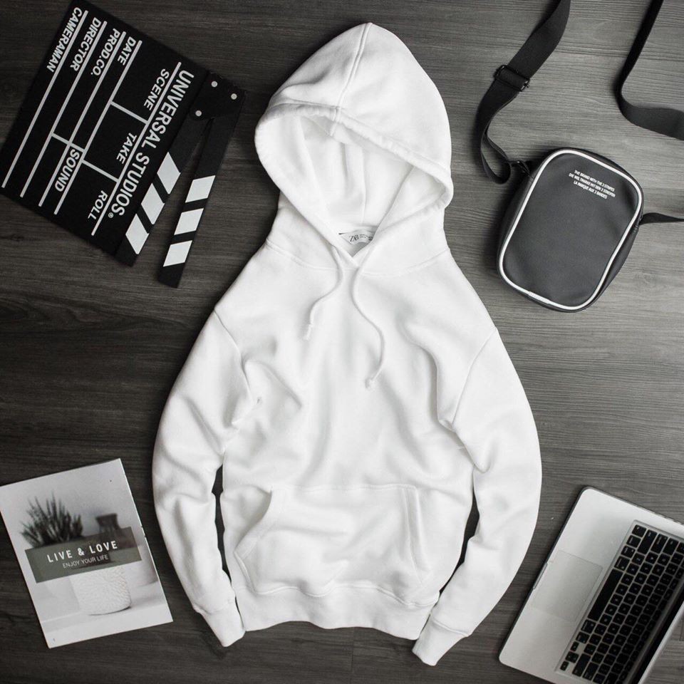 Áo Hoodie Nam Nữ  Chất Nỉ Dày Dặn Phản Quang Off White Có Mũ chui đầu