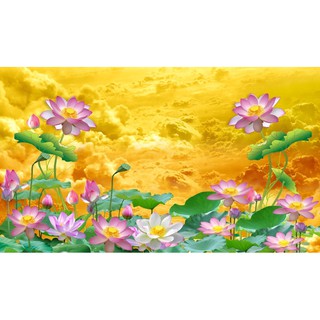 Tranh dán tường 3d Tranh Hoa Sen Phòng Thờ kt120x180