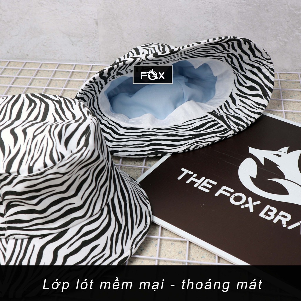 Mũ bucket nam nữ THE FOX nón tai bèo vành ngắn họa tiết Ngựa vằn