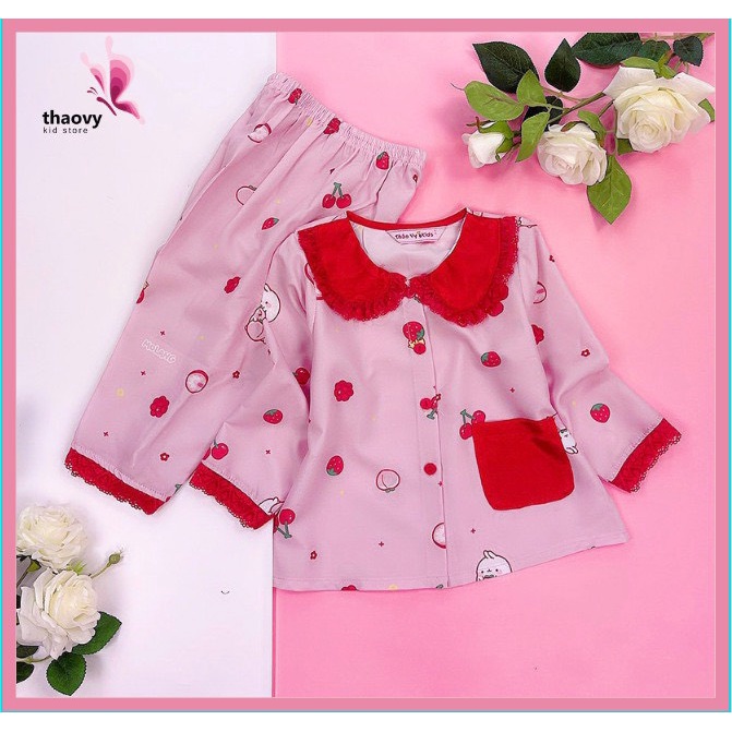 Đồ bộ Pijama lụa dài tay họa tiết hoạt hình mặc nhà cực đẹp cho bé gái