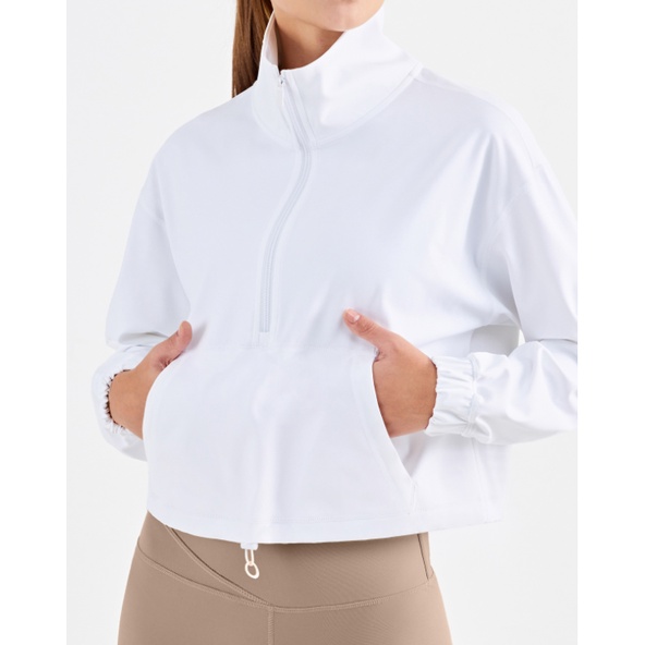 Áo khoác Air Active có túi bên hông dáng rộng phối dây kéo cổ cao một nửa tay dài thời trang tập yoga/ chơi thể thao