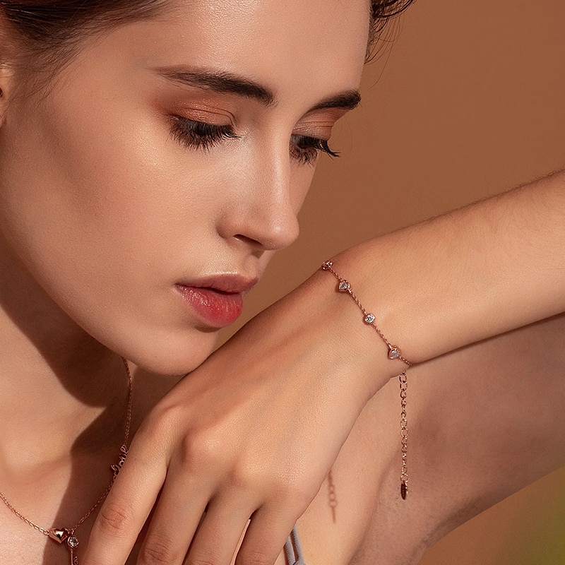 Vòng Đeo Tay Bamoer Bằng Bạc 925 Mạ Màu Vàng Hồng Cho Nữ