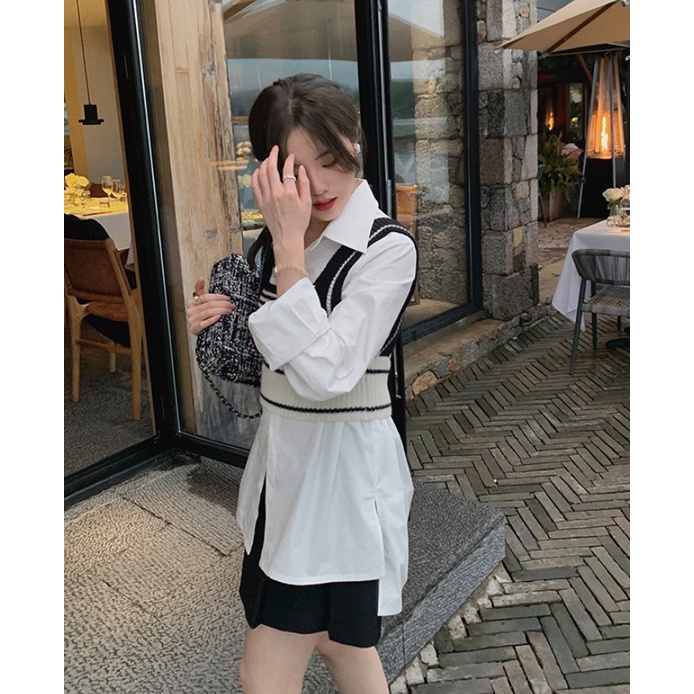Áo croptop không tay kẻ sọc phong cách retro Hàn Quốc cho nữ | BigBuy360 - bigbuy360.vn