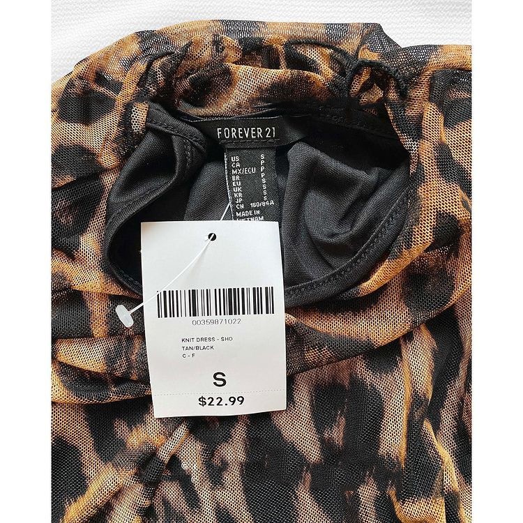 Đầm Váy Nữ Vnxk Hãng F21 sheer mesh bodycon dress / Chất Co Dãn / Họa Tiết Da Beo | BigBuy360 - bigbuy360.vn