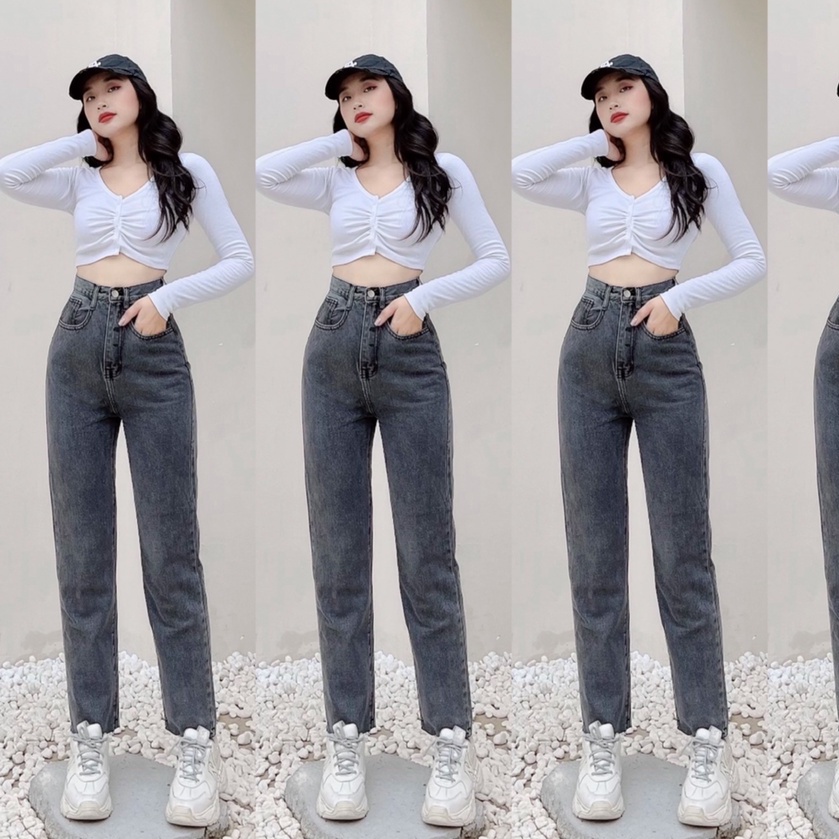 [ YÊU ĐỜI ] QUẦN BAGGY JEANS NỮ LƯNG CAO MÀU XÁM LAI CUỐN TRƠN SIÊU CAO CẤP NITIQC HOT HIT ĐỈNH CAO KHÔNG MÀU MÈ