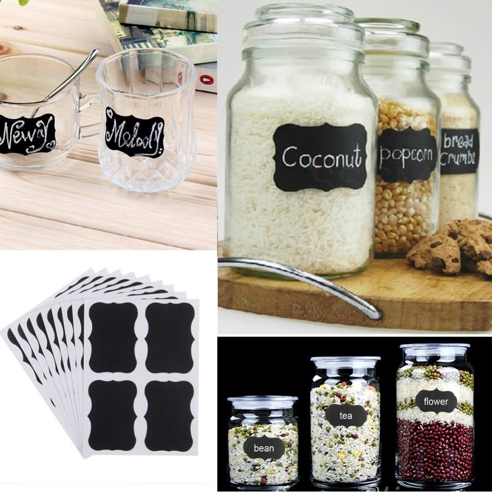 Bộ 40 nhãn tên + phấn vẽ dạng lỏng cho hủ đựng đồ ăn