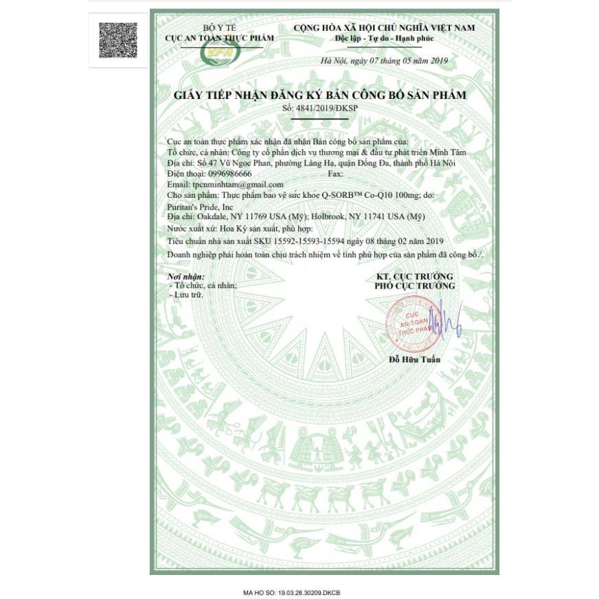 Viên uống tim mạch, bổ tim, giảm cholesterol Puritans pride coQ10 120mg 60 - 120 viên