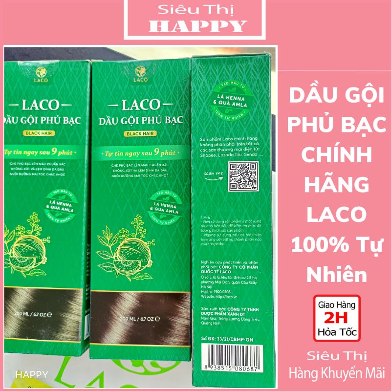 DẦU GỘI PHỦ BẠC LACO CHÍNH HÃNG - Tóc bạc, tóc muối tiêu về đen tự nhiên