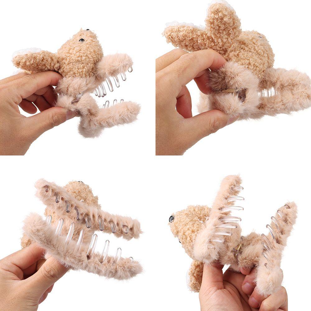 Kẹp Tóc Móng Vuốt Hình Gấu / Thỏ Bằng Lông Nhung Dễ Thương Xinh Xắn Dành
