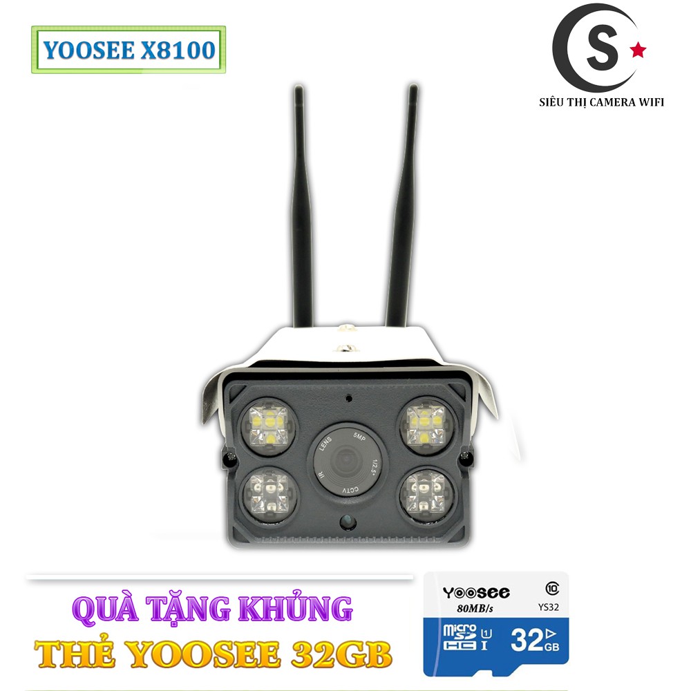 Combo Camera Giám Sát Ngoài Trời Yoosee X8100 - Tặng Kèm Thẻ Nhớ 32 GB Yoosee