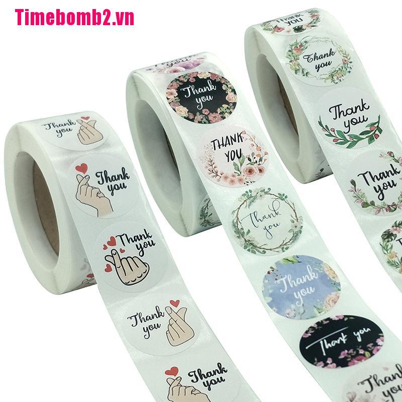 Cuộn 500 Miếng Dán Chữ Thank You Dễ Thương Dùng Trang Trí