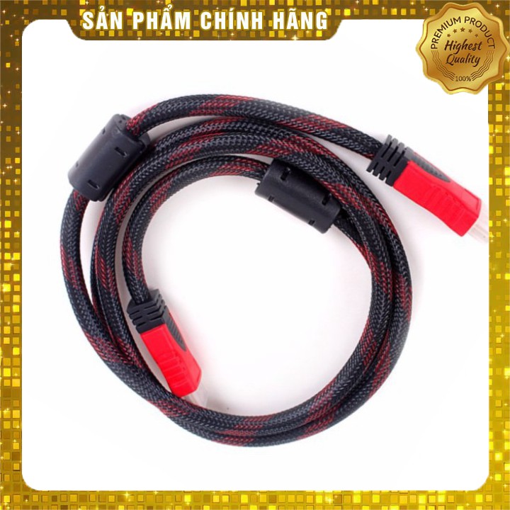 Dây cáp HDMI tròn 3m (Xả Kho) Dây cáp hdmi bọc dù bền bỉ chống nước dẻo dai (Đen phối đỏ).DHT4