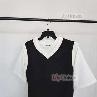 Combo Áo gile + Áo thun (Viền Trắng)