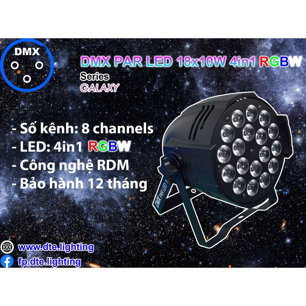 Đèn DTE Par LED 18x10W 4in1 RGBW