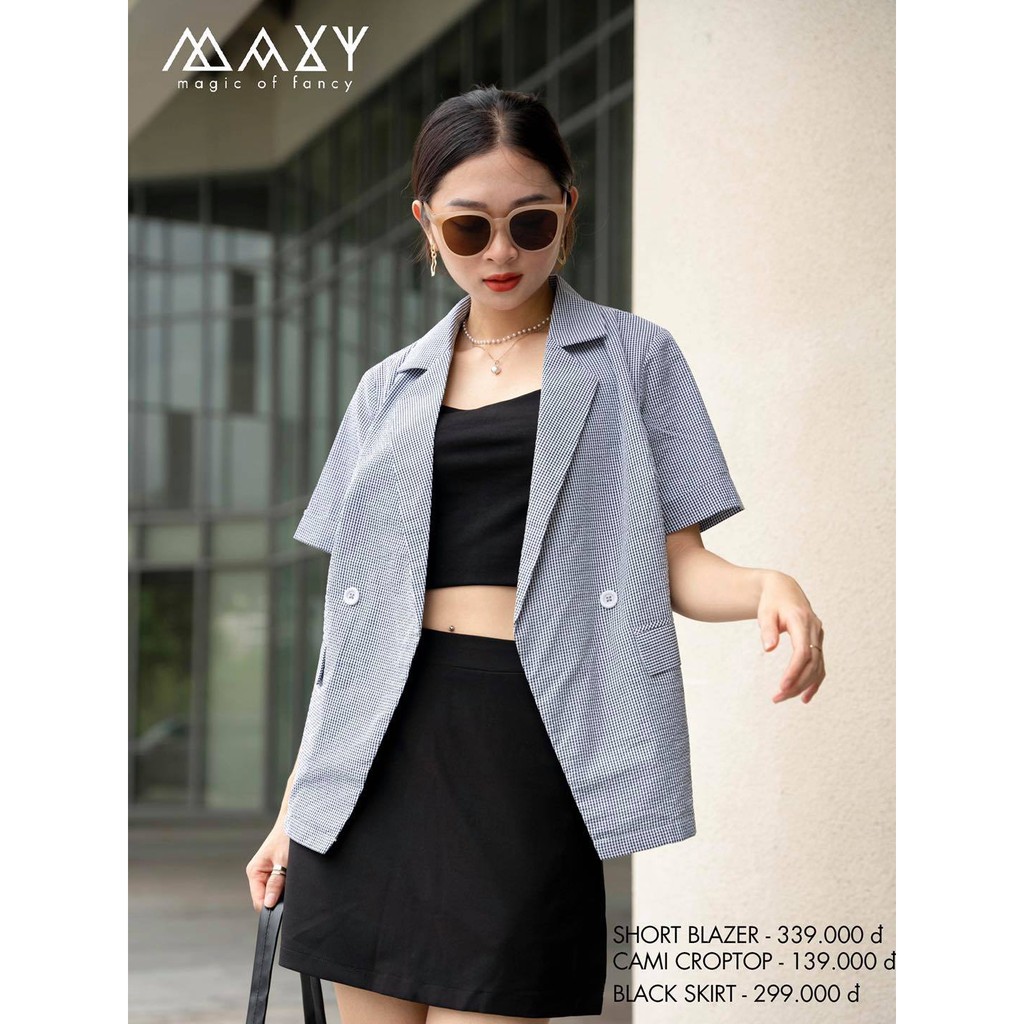 Áo blazer tay ngắn sọc caro đen short blazer black caro Maxy Workshop