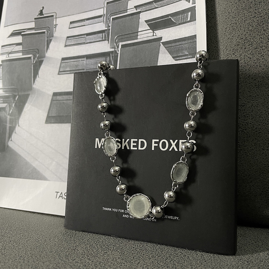 Vòng cổ Mặt Đá Mắt Mèo Bằng Thép Phong Cách Sang Trọng - Dây Chuyền Thời Trang Dành Cho Nam Và Nữ