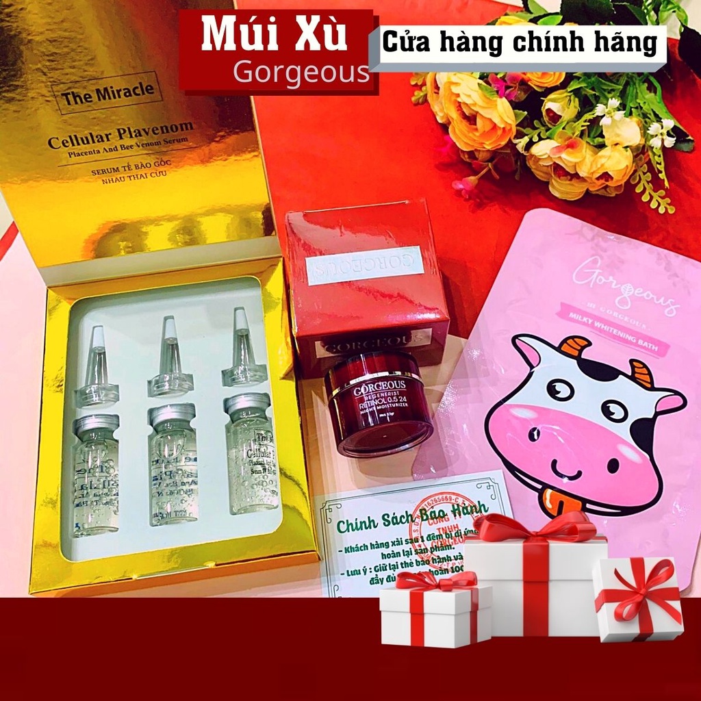 Bộ Serum Tinh Chất Nhau Thai Cừu Múi Xù Gorgeous 3 chai - Dùng Được 2 tháng
