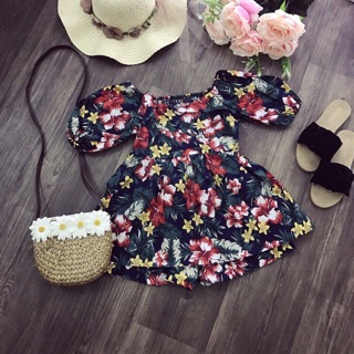 Set áo trễ thô quần hoa thô