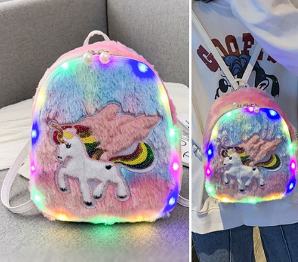 Balo Đi Học Đính Kim Sa Lấp Lánh Dễ Thương Cho Bé Gái | Balo Hình Kỳ Lân Phản Quang Độc Đáo