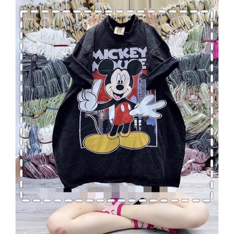 Áo phông loang thái Mickey in 3D,áo thun form rộng tay lỡ,áo unisex nam nữ,áo 3158