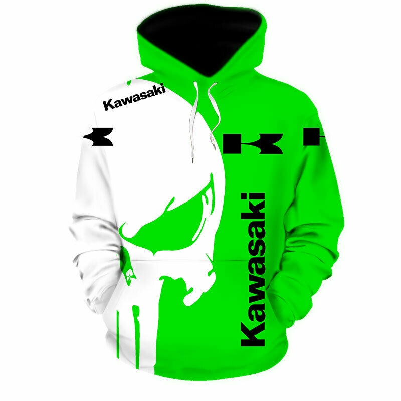 KAWASAKI Áo Khoác Hoodie Có Khóa Kéo In Hình Kỹ Thuật Số 3D Thời Trang Xuân Thu Mới 2022