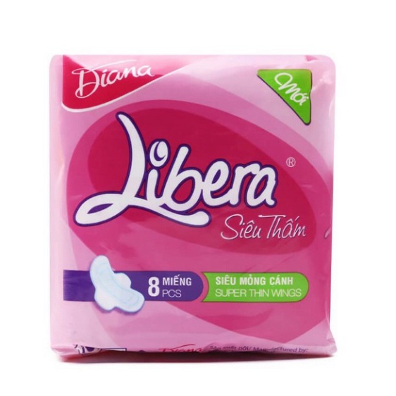 Băng Vệ Sinh Diana Libera Siêu Thấm Có Cánh - Không Cánh 8 Miếng X 23cm